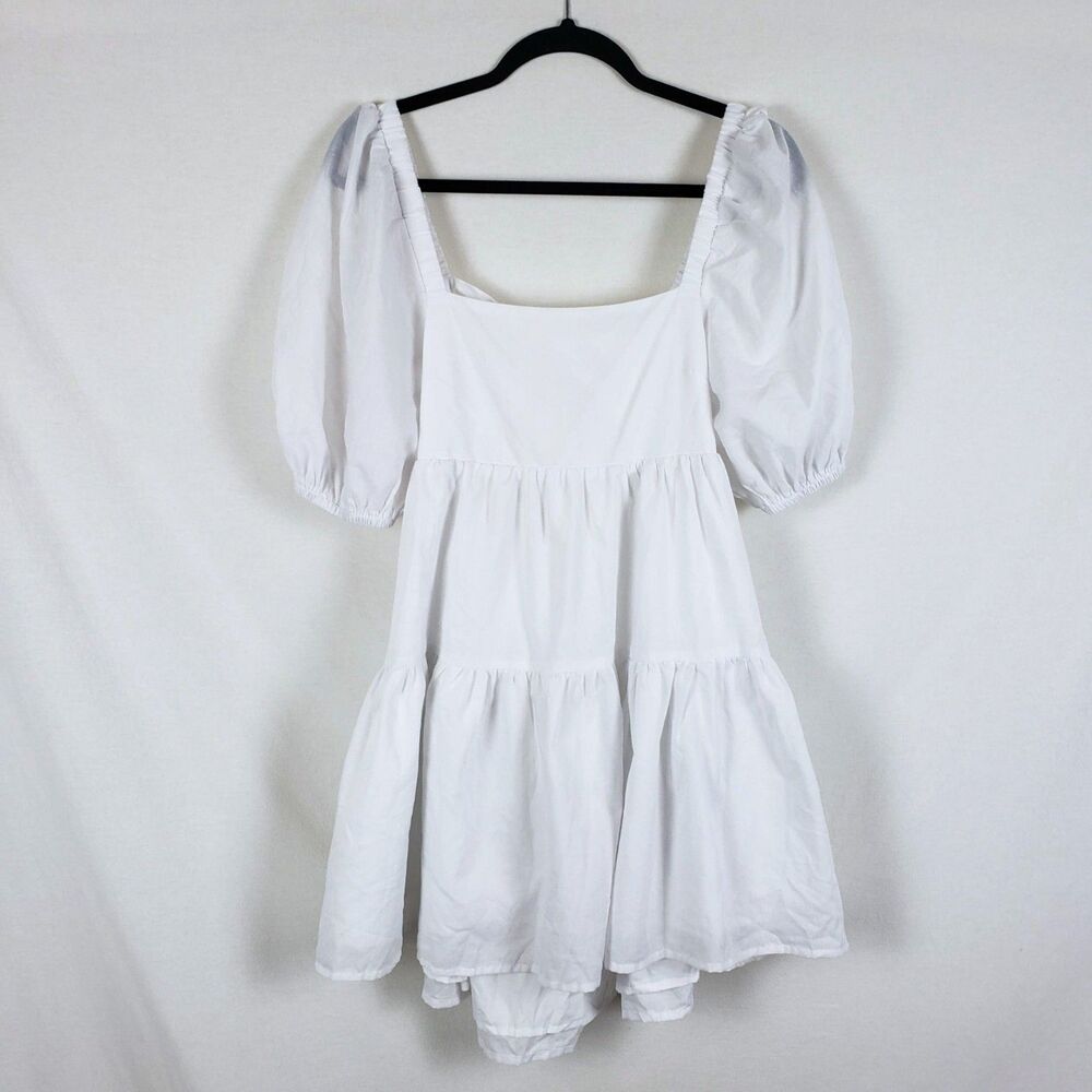 Shy Velvet Cottagecore Romantic Peasant Dress Womens S Prairie Open Back White